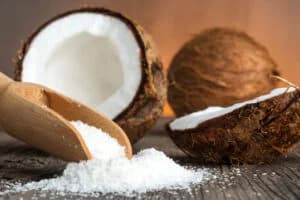 Coconut powder with coconut halves