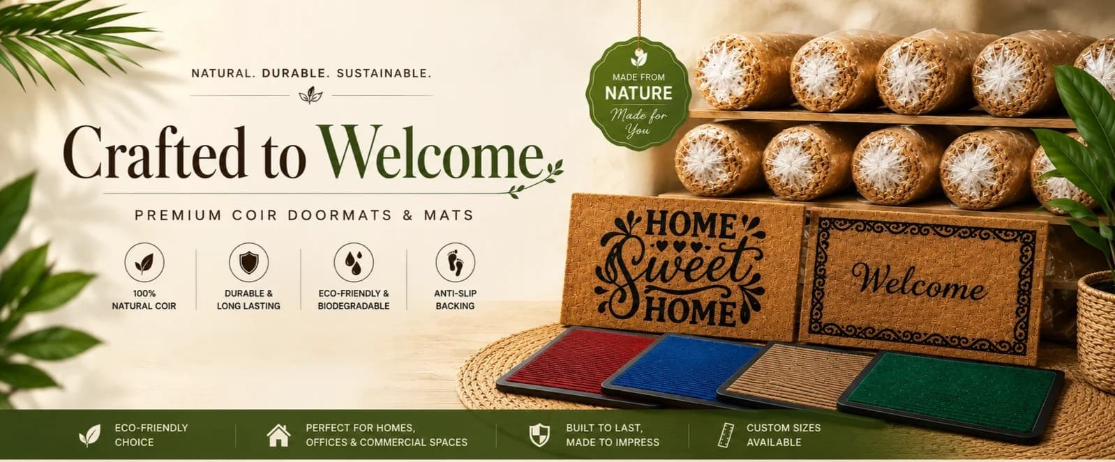 Crafted to Welcome — premium coir doormats and mats